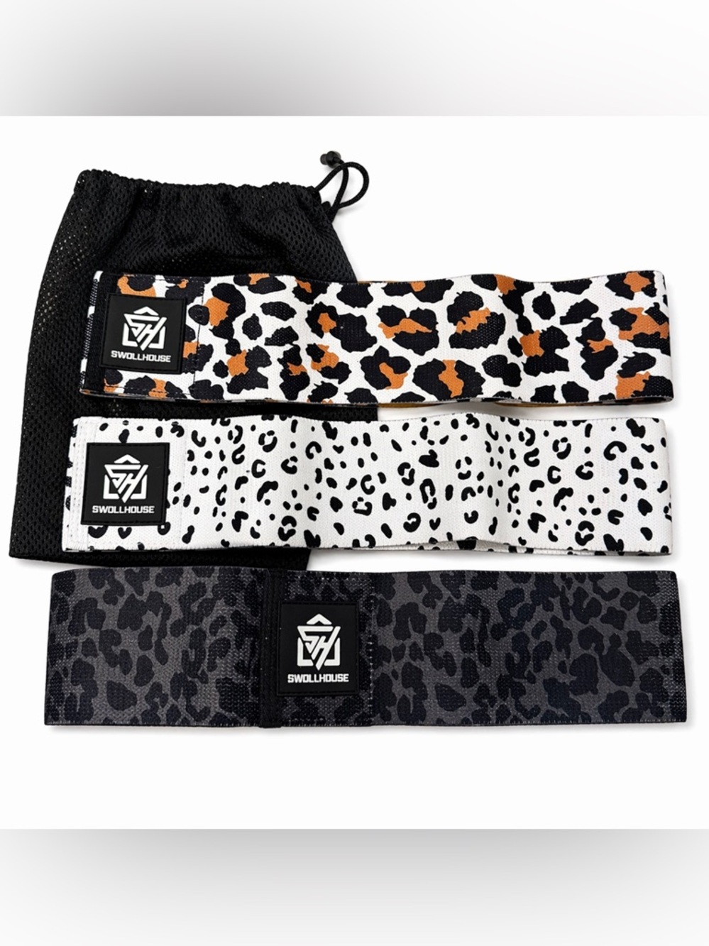 NEW Cheetah Print Booty Bands Set Resistance Bands Glute Workout 3 Pack w/ Bag